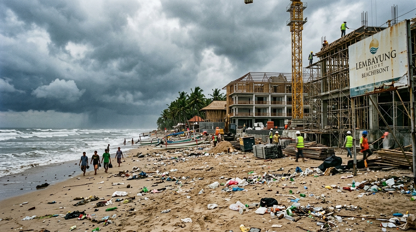 Intense commercial and resort development along Bali coastal cliffs