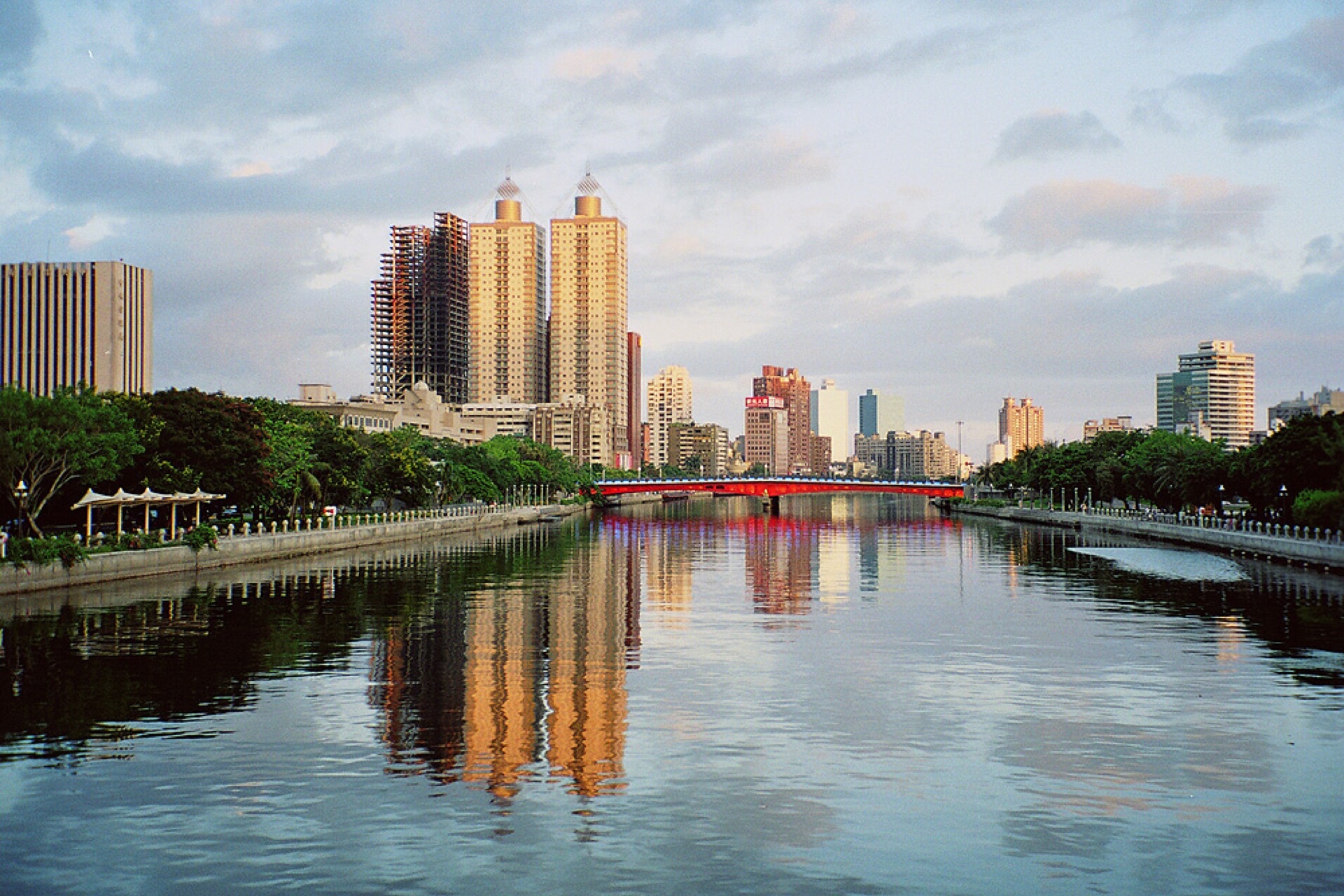 Kaohsiung Love River and Harbor Skyline