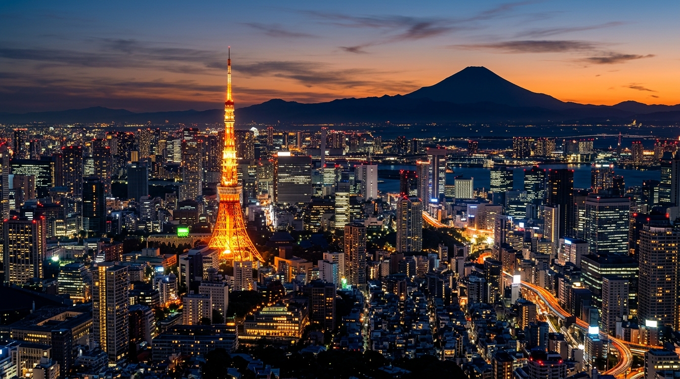 Tokyo Tower and Minato City Skyline